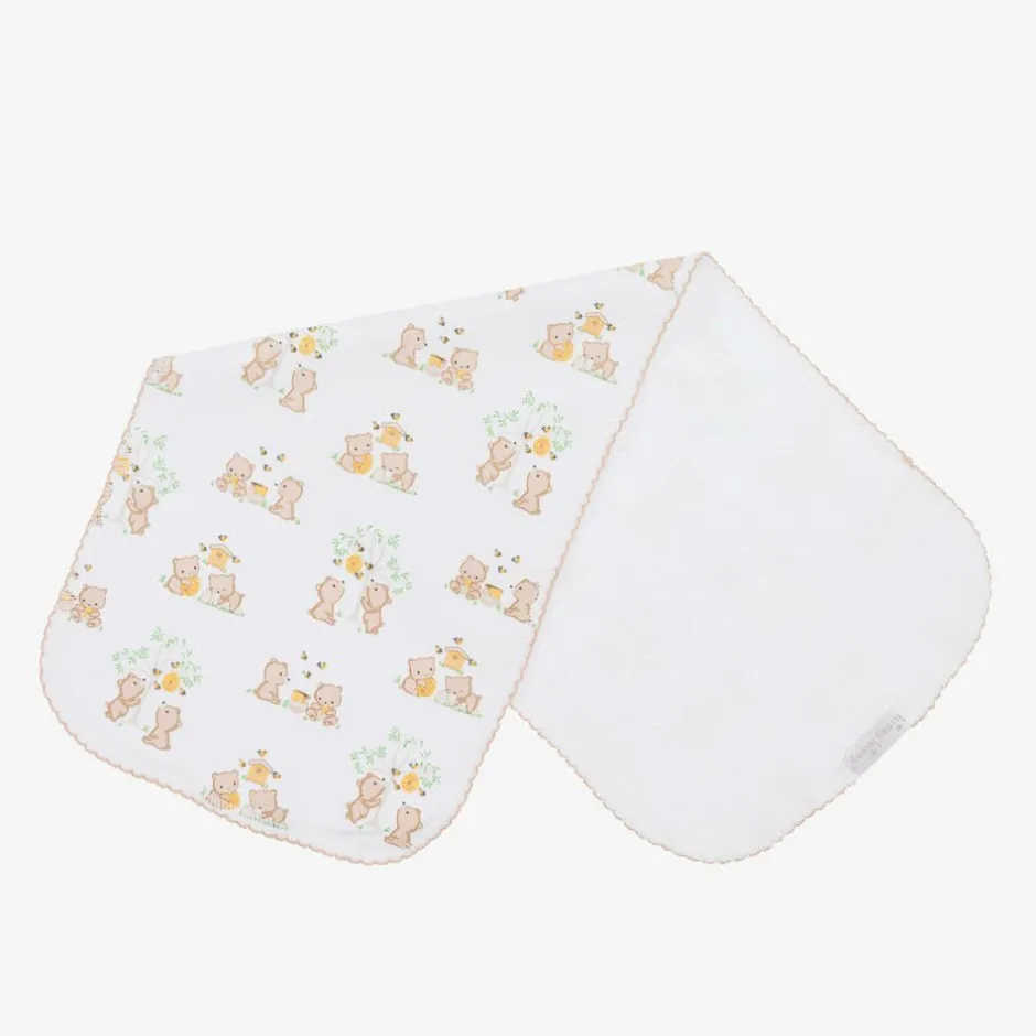 Kissy Kissy White Cotton Honey Bear Cubs Burp Cloth (49cm) Best
